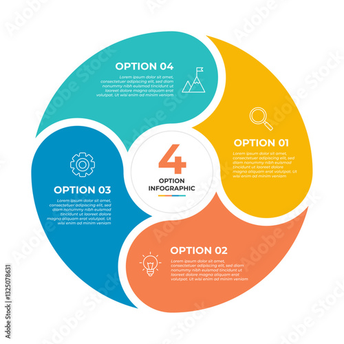4 option infographic with four sections and a number 4.