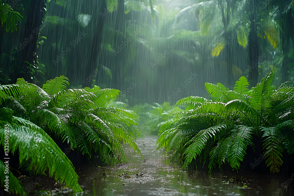 Rainforest Path In Heavy Rain Rainforest Path In Heavy Rain