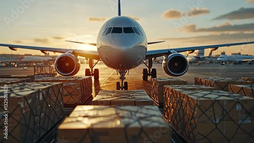 Sunset Cargo Flight: Air Freight at Golden Hour