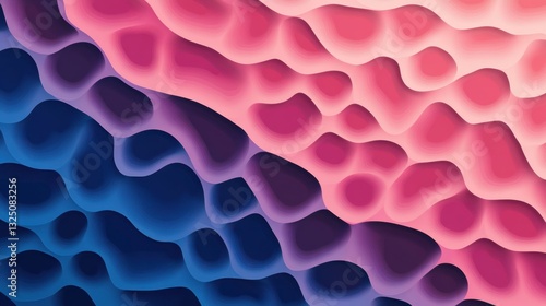 Abstract wave pattern in gradient hues of pink and blue showcasing depth and texture