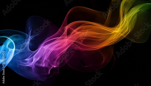 movement of colorful smoke on black background