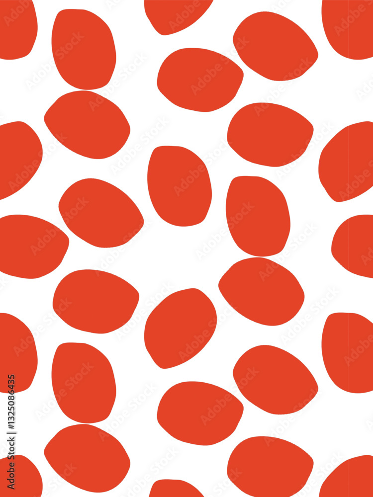 Fototapeta premium Seamless pattern with red dots - bold minimalist background for fabric, packaging, and stationery