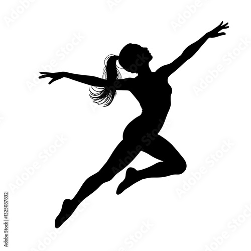 Artistic Freedom: An Abstract Interpretation of a Rhythmic Gymnast in Silhouette Mid-Flight