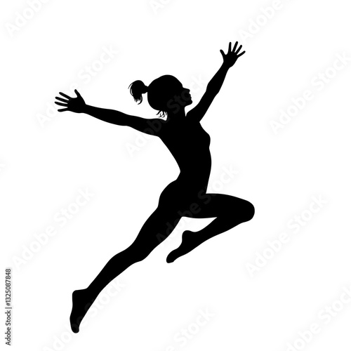 Artistic Freedom: An Abstract Interpretation of a Rhythmic Gymnast in Silhouette Mid-Flight