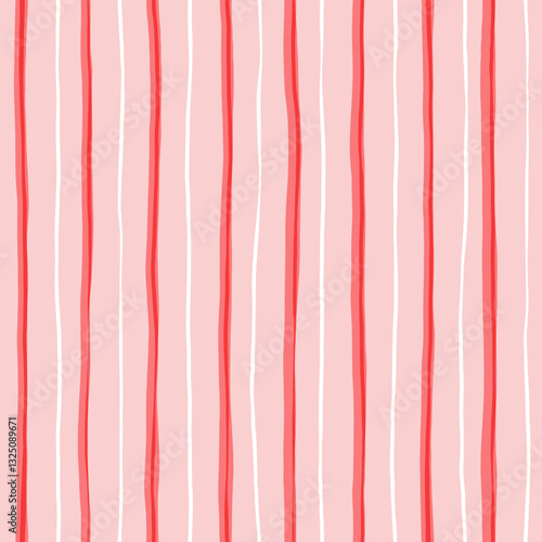 Pink striped pattern, girly stripe seamless background, cute pastel wavy lines. Vector stripes, baby hand draw doodle lines backdrop
