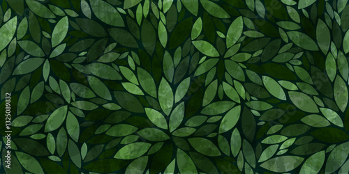 Wallpaper Mural Green leaves seamless vector pattern. Watercolor night leaf background, textured jungle print. Torontodigital.ca