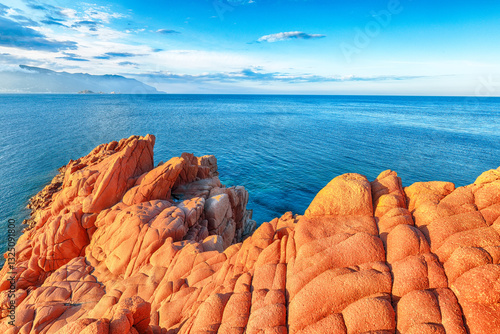 Obraz na płótnie Exciting sunset view of Red Rocks (Rocce Rosse) in Arbatax. w salonie