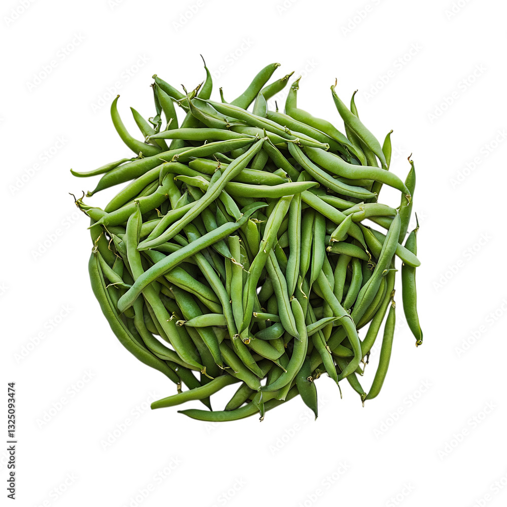 Fresh Green Beans with Smooth Green Pods Isolated on Transparent Background Fresh Green Beans with Smooth Green Pods Isolated on Transparent Background