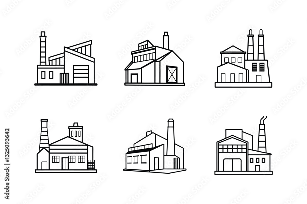 Fototapeta premium industrial building icon line art vector illustration