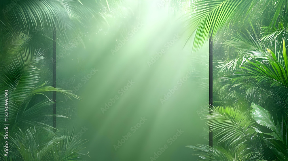 Obraz premium Lush Green Tropical Background Illustration