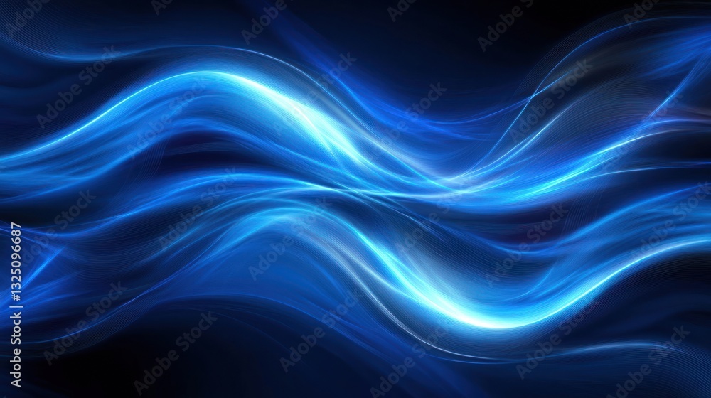 Abstract image features flowing blue waves and luminous light Abstract image features flowing blue waves and luminous light