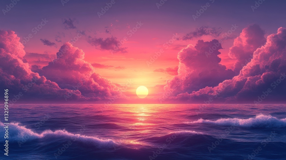 Fototapeta premium Pink Sunset Over the Ocean