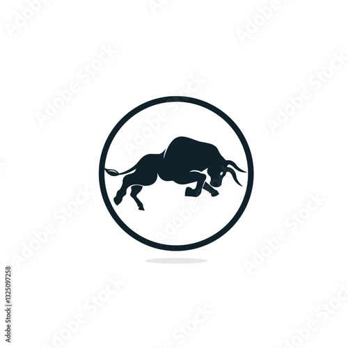 Bull vector logo design. Simple animal vector logo design template.