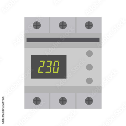 Voltage relay. Two-pole surge protector, protective device, spike suppressor. Vector illustration in flat style isolated on white background