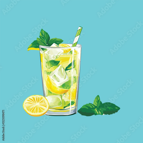 mojito cocktail with lime and mint
