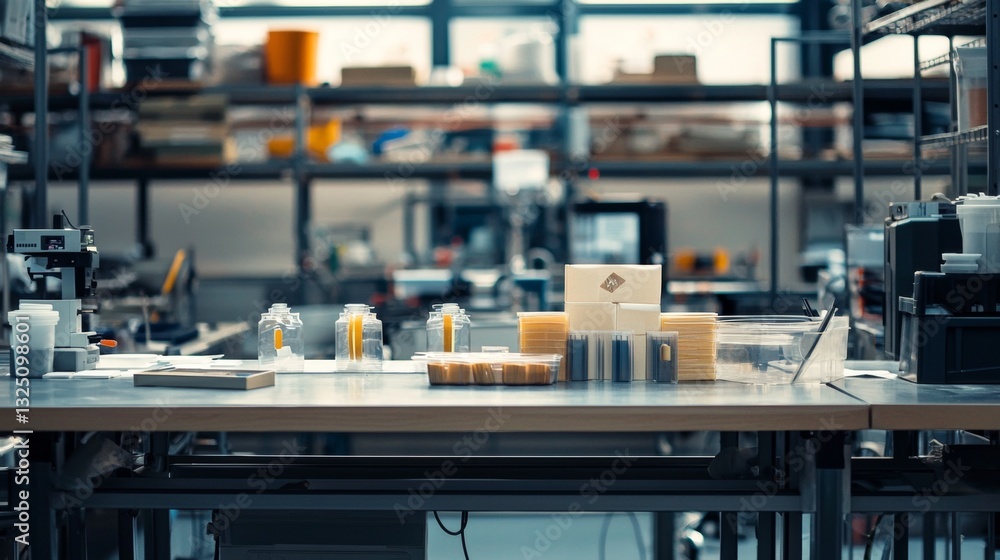 Naklejka premium Industrial workshop with tools and machinery