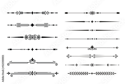 text divider ornament bundle design element, Decorative elegant retro fancy lines dividers frame border for text vector abstract hand drawn