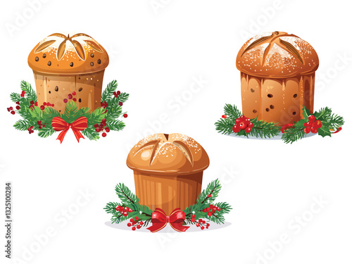 vector illustration of an Italian Panettone