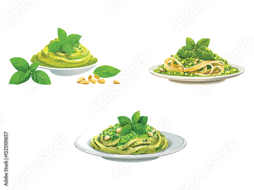 vector illustration of an Italian Pesto alla Genovese