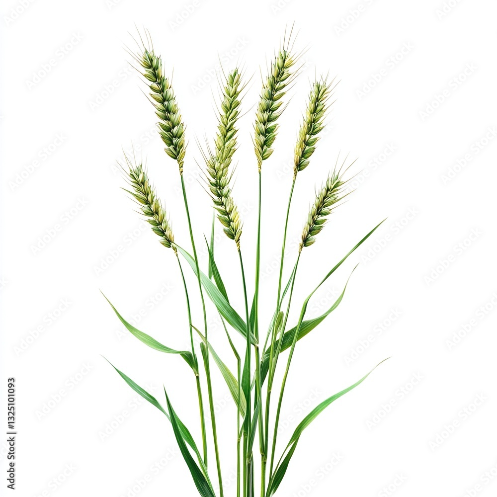 Green wheat stalks isolated on white background. (1) Green wheat stalks isolated on white background. (1)