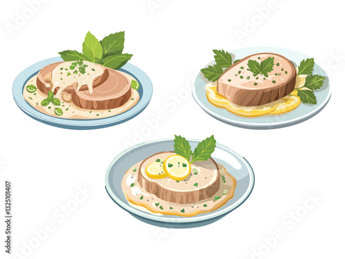 vector illustration of an Italian Vitello Tonnato