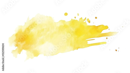Abstract yellow ink watercolor splotch. A light wet yellow watercolor texture splotch on a white background, perfect for adding a touch of color to your designs illustration.