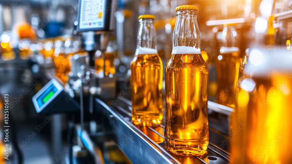 Glass Bottles of Beer in a Brewery Production Line
Glass Bottles of Beer in a Brewery Production Line