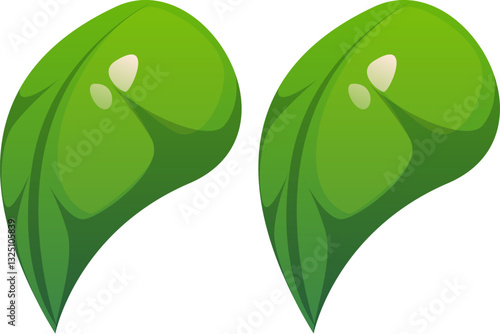 Fast food basil leaves meal alphabet typeset quotation marks punctuation sign. Fast food garnish kids ABC typeset special symbol, takeaway vector alphabet font sign or English font typeface element