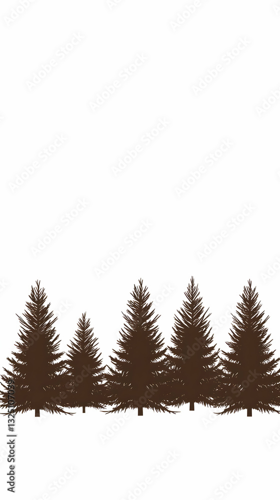 Obraz premium Brown Pine Tree Forest Illustration