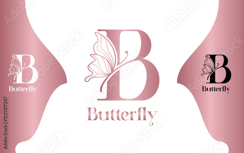 Letter B Alphabet Butterfly Logo