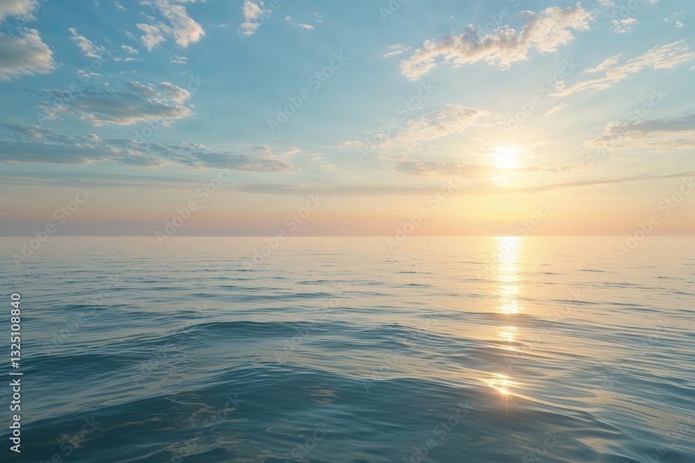 Fototapeta premium Serene Summer Ocean Landscape with Tranquil Waters and Bright Horizon