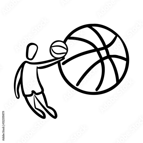 Basketball icon demonstrating action, sports activity concept