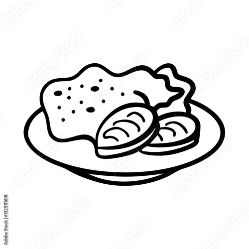 Healthy meal icon with protein and vegetables, nutrition concept