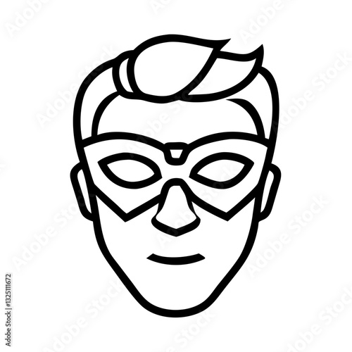 Mask icon showcasing superhero with confident expression, creative concept