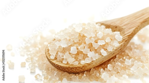 Pile of agar-agar powder and wooden spoon