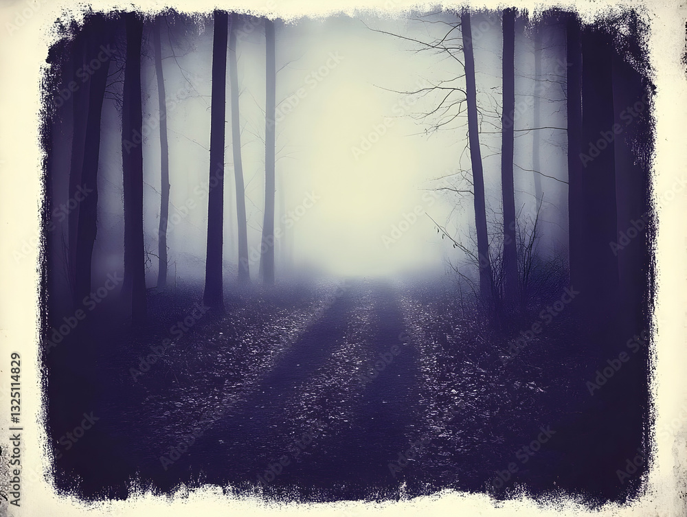 Obraz premium Misty Forest Path Illustration