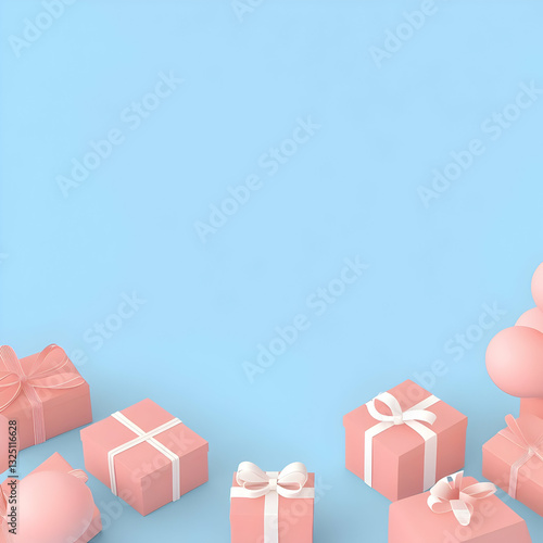 Pastel Pink Gift Boxes 3D Render Background