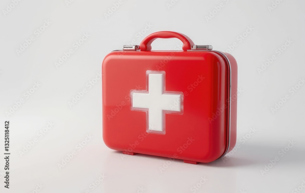 Obraz premium First Aid Kit Red Medical Box with White Cross Isolated