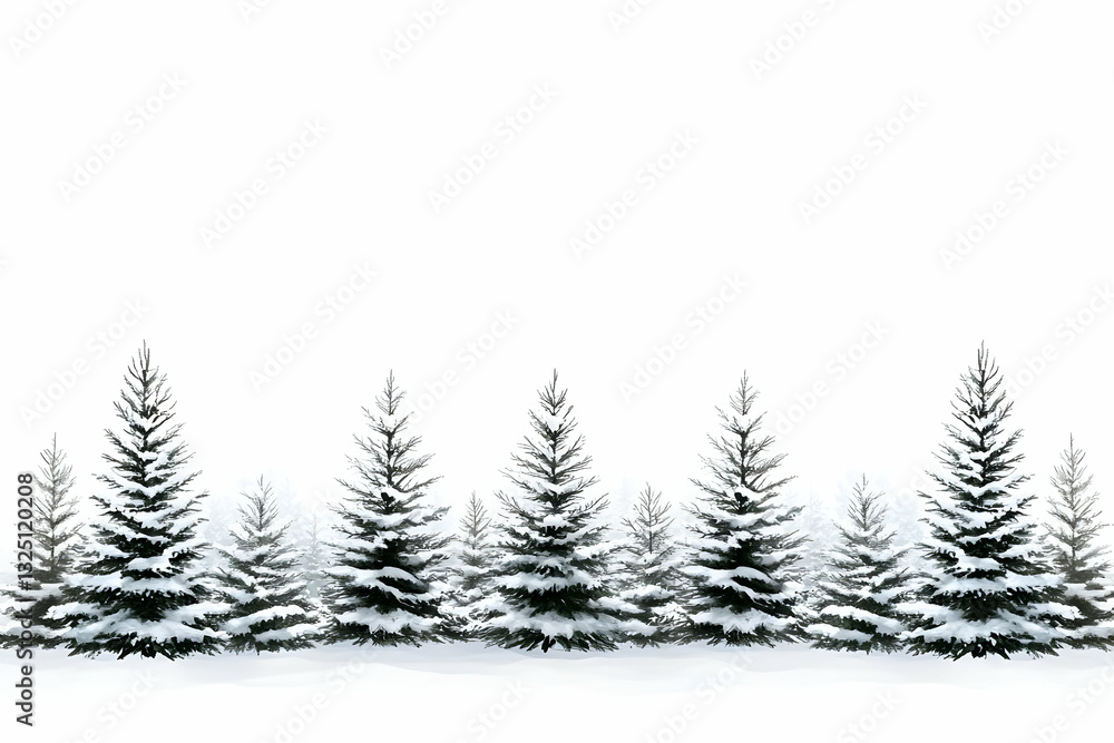 Obraz premium Winter Snow Forest Illustration