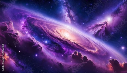 an infinite universe with stars and a purple nebula in outer space