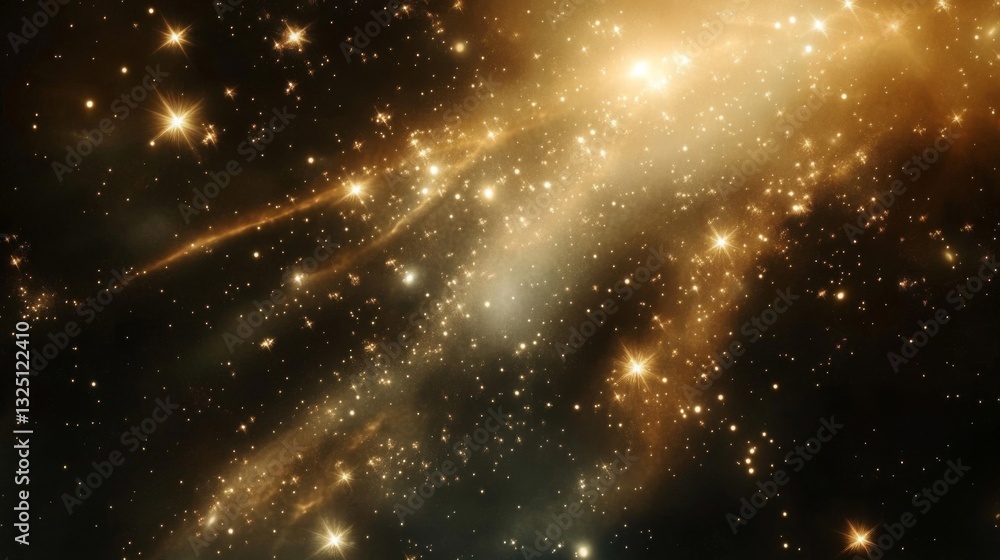 Obraz premium Cosmic Nebula with Gold and Brown Hues in Dark Space