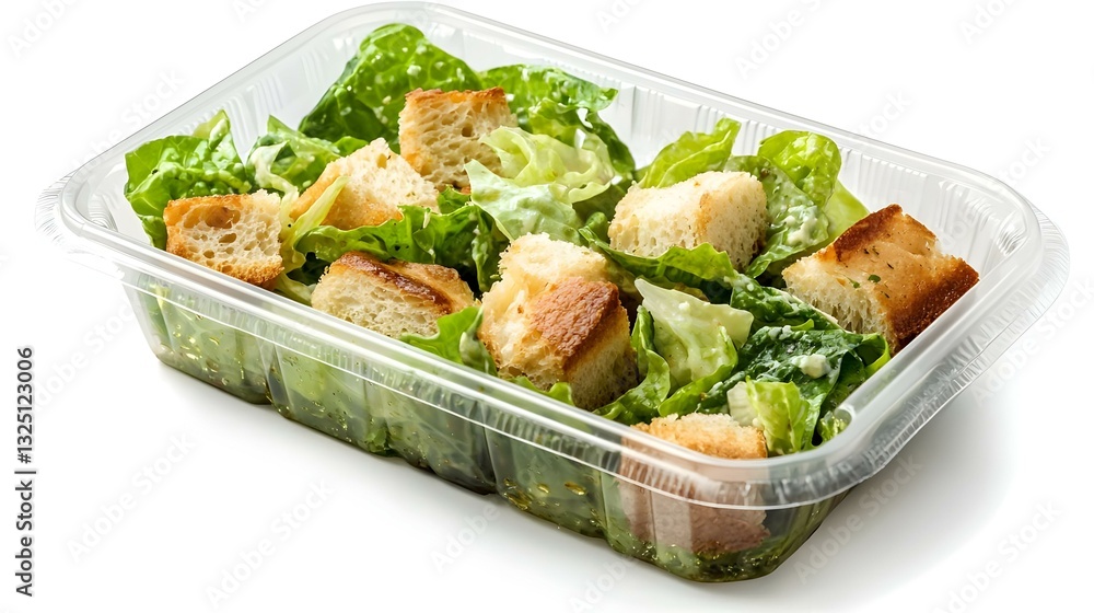 Healthy salad caesar in plastic package for take