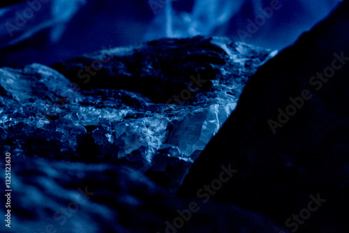 blue landscape moonscape space rock moody cave background dark night