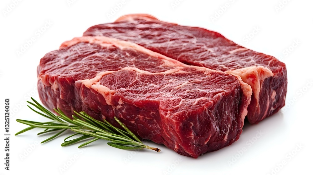 Fresh raw beef steak isolated on white Fresh raw beef steak isolated on white