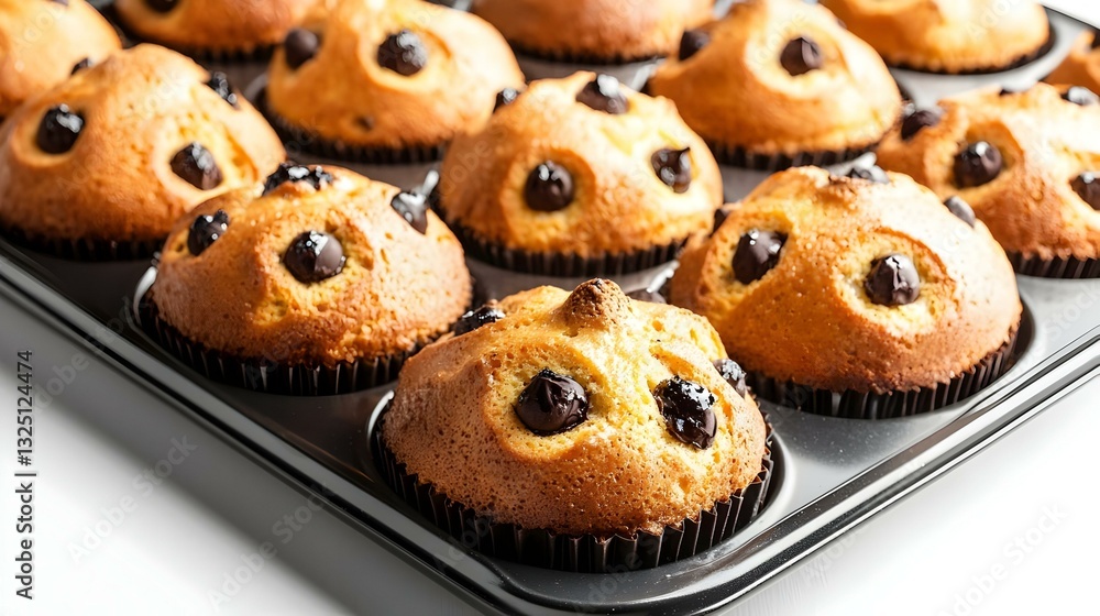 Freshly baked panettone cakes arranged in baking Freshly baked panettone cakes arranged in baking