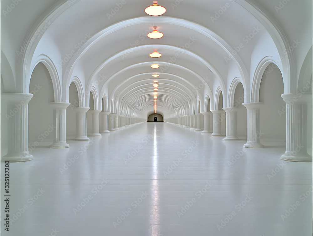 Obraz premium Endless White Hallway 3D Illustration
