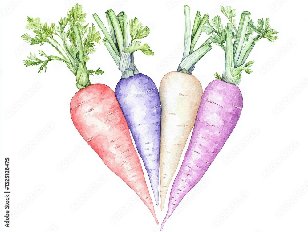 Colorful carrots arranged in a heart shape on a white background.