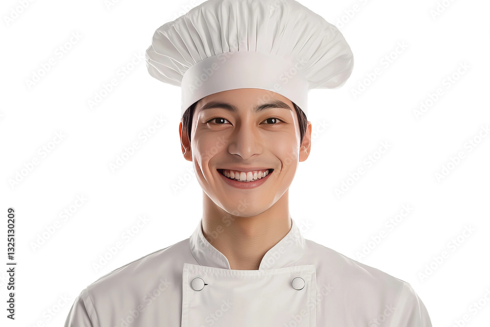 Portrait of a chef smiling in uniform, isolated on transparent background Portrait of a chef smiling in uniform, isolated on transparent background