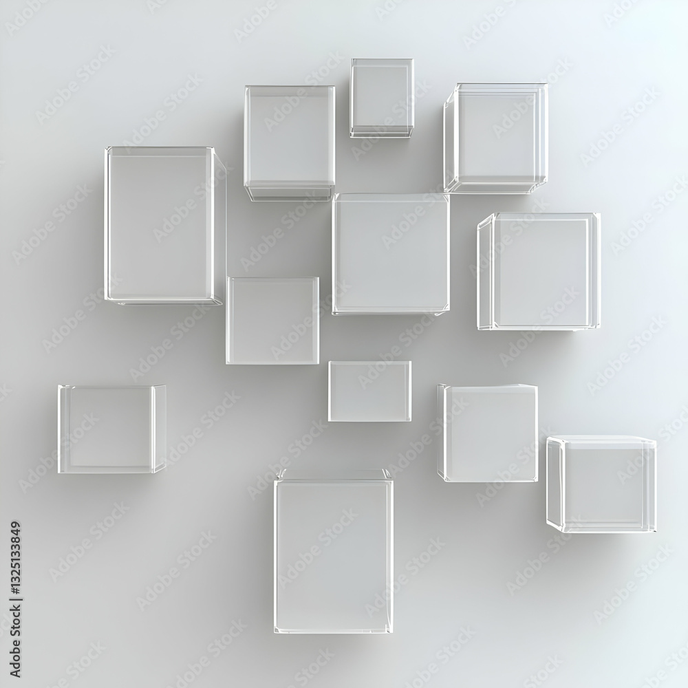 Abstract 3D Render of Glass Cubes Abstract 3D Render of Glass Cubes