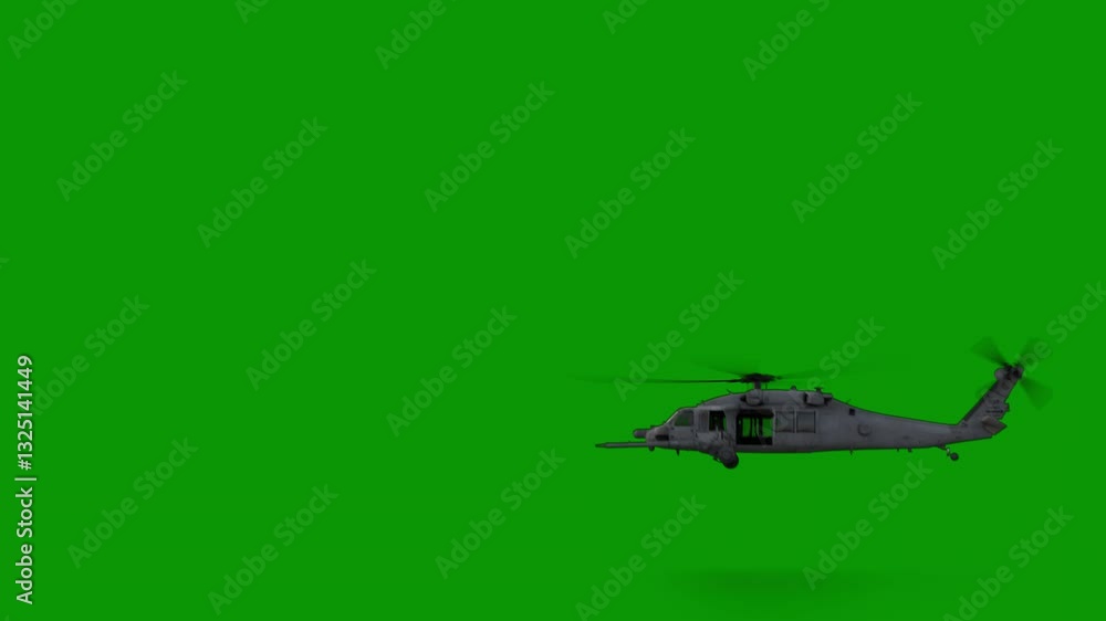 Helicopter in mid-air, flying with a fast rotational motion, ideal for action scenes. Helicopter in mid-air, flying with a fast rotational motion, ideal for action scenes.